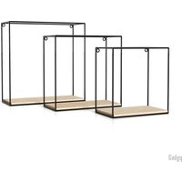 Gadgy Wall Racks set 3pcs - Wandregal Schwarz - Wanddekoration Industrie - Wanddekoration Metall und Holz - Quadratisch – Bild 2