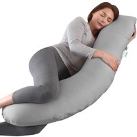 Litollo® - Schwangerschaftskissen (J-förmig) - Umstandskissen - Stillkissen - Körperkissen - 145cm - Abnehmbarer Bezug - Grau – Bild 2