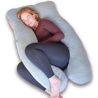 EL Life Umstandskissen XXL U-Shape - Stillkissen - Seidenschlafkissen - Körperkissen - abnehmbarer Jersey-Baumwollbezug - 140x80cm - Hellgrau – Bild 2