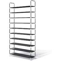 LifeGoods Schuhregal - XXL - 10 Ebenen - 35 bis 40 Paar Schuhe - Schuhschrank - Kunststoff - Schwarz – Bild 2