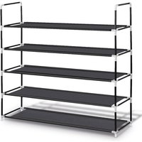 LifeGoods Schuhregal - 5 Schichten - Aufbewahrungssystem für 30 Paar Schuhe - Kunststoff - Schwarz – Bild 2