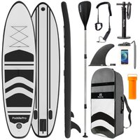 LifeGoods SUP Board - Aufblasbares Paddle Board - Komplettset - Max. 135KG - 320x81cm - Weiß/Schwarz – Bild 2