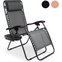 LifeGoods Klappbare Gartenstühle - 30°-90° verstellbar - Metall - Dunkelgrau – Bild 2