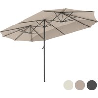 LifeGoods Doppelter Sonnenschirm - 270x460cm - bis zu 15 Personen - Wasserdicht - mit Bezug - Taupe – Bild 2