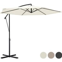 LifeGoods Schwebender Sonnenschirm - bis zu 8 Personen - Ø300cm - Wasserdicht - mit Abdeckung und Kreuzfuß - Garten oder Strand - Creme – Bild 2