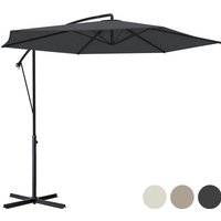 LifeGoods Schwebender Sonnenschirm - bis zu 8 Personen - ⌀300cm - Wasserdicht - mit Abdeckung und Kreuzfuß - Garten oder Strand - Dunkelgrau – Bild 2