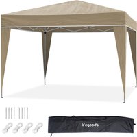 LifeGoods - Partyzelt - Pavillon - 3x3 m - faltbar - wasserdicht - inkl. Tragetasche mit Rädern - Beige – Bild 2