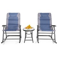 Coast 3-teiliges klappbares Bistro-Set Outdoor Swenk Stühle mit Tisch blau + grau – Bild 2