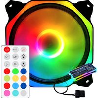 RGB-Lüfter PC-Lüfter - Gehäuselüfter 120mm 6-pin High Airflow - Computer-Gehäuselüfter Earkings mit Fernbedienung – Bild 2