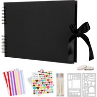 Saaf Scrapbook Set - Inkl. Zubehör - Scrapbooking Sammelalbum - Fotobuch / Gästebuch - Schwarz – Bild 2