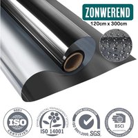 Homewell Sonnenschutz HR Fensterfolie 120x300cm - Statisch isolierende Folie mit Spiegeleffekt - Schwarz (inkl. Rakel) – Bild 2