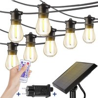 SHINE - Lichtsnoer buiten - Lichtslinger op Zonne-energie - Solar Led Prikkabel - Feestverlichting - Lampjes slinger - Tuinverlichting - Vintage Basic Sfeerverlichting - 15 Led E27 Lampen met Afstandsbediening - 15 Meter – Bild 2