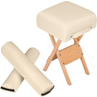 tectake - Massagehocker mit 2 Rollenkissen beige 400430 – Bild 2