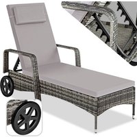 Tectake - Liegestuhl - Geflochten - verstellbare Rückenlehne - 200 x 70 x 33 cm - 404588 - grau – Bild 2