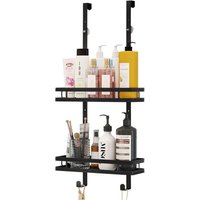 Goliving - Shower Rack - ohne Bohren - Hängende Duschablage - 74 x 35 cm - Edelstahl - Schwarz – Bild 2