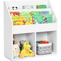 Coast Bücherregal für Kinder Holzspielzeugregal mit 3-stufigem Fach und 2 Einlegeböden 2-In-1 Kinderregal Weiß 70 x 30 x 80 cm – Bild 2