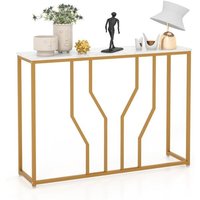 Coast Konsolentisch Marmor Eingangstisch Modernes Geometrisches Design Gold Metallrahmen Anti-Tilt Set Inklusive 110 x 30 x 80 cm – Bild 2