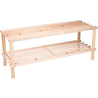 alpina Schuhregal - 74 x 26 x 30 CM - Zwei Lagen - Holz - FSC zertifiziert - Beige – Bild 2