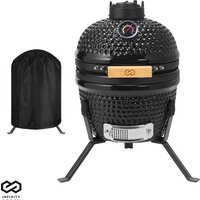 Infinity Goods Kamado BBQ Ei - 13 Zoll - Inklusive Abdeckung - Holzkohle BBQ - Ø 27 CM - Schwarz – Bild 2