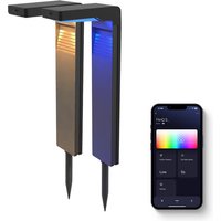 FlinQ Gaia - Intelligente Solar-Gartenleuchte- Solar-Gartenleuchte - Solarenergie - Weißes und farbiges Licht - Bewegungssensor - 2er-Pack - Schwarz – Bild 2