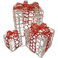 SPLENDEO 3er-Set Leuchtgeschenke - 1 groß 1 mittel 1 klein - Acryl - 60 Glühbirnen - weiße LED – Bild 2