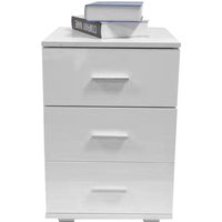 Nachttisch Dielenschrank 3 Schubladen 63 cm hoch weiß – Bild 2