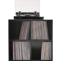 Schallplattenschrank - Aufbewahrung von LP-Schallplatten - Bücherregal - 4 Fächer - schwarz – Bild 2