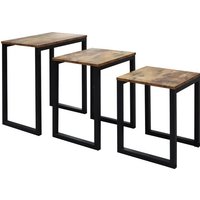 Schwarz-brauner Industrie-Beistelltisch 3er-Set: Stilvoll und platzsparend – Bild 2