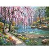 Büro - Malerei auf Zahlen Baum mit Fluss - 40x50cm – Bild 2