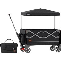 LifeGoods Wagon - faltbar - Kindertransport - mit Dach - 80KG Tragfähigkeit - Strandwagen - schwenkbare Räder - Anthrazit – Bild 2