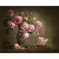 Büro Malen nach Zahlen - Vase mit Rosen - 40x50cm - 3 Pinsel – Bild 2