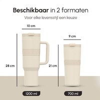 ONYX Trinkflasche mit Strohhalm 700ML - Wasserflasche für Kinder & Erwachsene - Thermosbecher Reisebecher - Motivationstrinker - Trinkbecher für die Schule - Beige – Bild 2