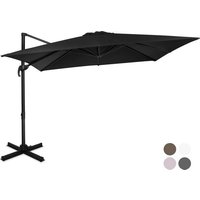 VONROC Premium Floating Parasol Pisogne 300x300cm - Inkl. Kreuzfuß & Schutzhülle - Quadratischer Sonnenschirm - 360° drehbar - Neigbar - UV-beständiges Tuch - Schwarz – Bild 2