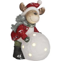 House of Seasons Rentier Weihnachtsstatue mit Lichtern - L30 x B22 x H42.5 - Rot – Bild 2
