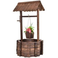 Eimer und Blumentopf mit Dach - Rustikales Design - 43 x 39 x 72 cm - Braun