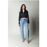 Bunte Rebel Jones Strass Mid Rise Straight Leg Denim Hosen - S – Bild 2