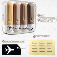 EverNeeds Reiseflaschen mit Etui - Nachfüllbar - Silikon-Reiseflaschen Handgepäck - Hell Apricot - 4 Stück – Bild 2