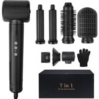 Saaf Hairdryer brush 7 in 1 - 8-teiliges Set - Haartrockner - Styling- und Lockenbürste - Haarwickel - Airstyler - Multistyler - Schwarz – Bild 2