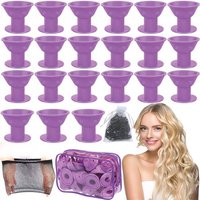 Silikon Lockenwickler Set - 40 Stück - Inkl. Haarnetz - Kamm und 30 Gummibänder - Hitzefrei Locken - Lockenwickler - Lockenwickler - Locken ohne Hitze – Bild 2