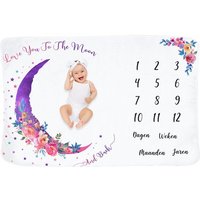 Frummel Milestone Blanket 'Pink Moon' - Milestone blanket - Milestone baby - Baby Gift Boy - Baby Gift Girl - Baby Shower Gift - Baby Gift - Milestone blanket in Dutch - Mother's Day gift - 100 x 150 cm – Bild 2