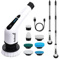 GoScrub® Cleaning King V1 - Elektrische Reinigungsbürste - Elektrische Schrubbbürste - für Bad oder Küche - Schrubber mit Griff - 9 Aufsätze – Bild 2