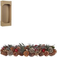House of Seasons Weihnachtsgesteck mit Teelichthalter - L54 x B17 x H9 cm - Grün – Bild 2