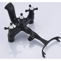 Sumerain - Vintage Wandarmatur für die freistehende Badewanne - Mattschwarz - Handbrause – Bild 2