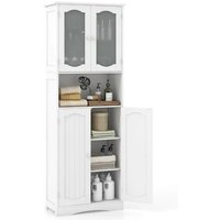 Küstenschrank - Verstellbar - MDF & Glas - 60 x 30 x 164 cm - Weiß – Bild 2