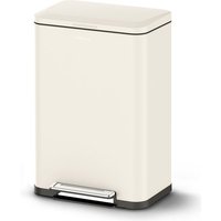 Deleca Abfalleimer Prestige - 50 Liter - Breit - Edelstahl Mülleimer / Abfalleimer / Tret-Abfalleimer - Mit Fußpedal und Slow Close - Cremeweiß – Bild 2