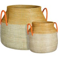 Mica Decorations Milou Aufbewahrungskorb - 2er-Set - H43 x Ø50 cm - Seegras - Gelb – Bild 2