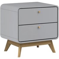 Nachttisch mit 2 Schubladen aus grauer Spanplatte – Bild 2