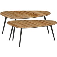 Mica Decorations Jailey Beistelltisch - 2er-Set - L84 x B39 x H39 cm - Recyceltes Holz - Braun – Bild 2