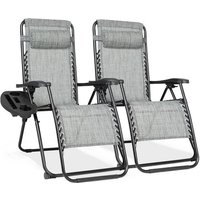 Vaive Luxury Garden Chairs Duoset - Verstellbarer Gartenstuhl und Liege - 30°-90° verstellbar - Garten - Metall - Grau – Bild 2