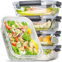 Savoré Küche Aufbewahrungsschalen Set - mit Dampf Deckel - Mahlzeit Prep Trays - Gefrierschrank Tabletts Glas - luftdicht - 5 Stück - 1040 ML – Bild 2